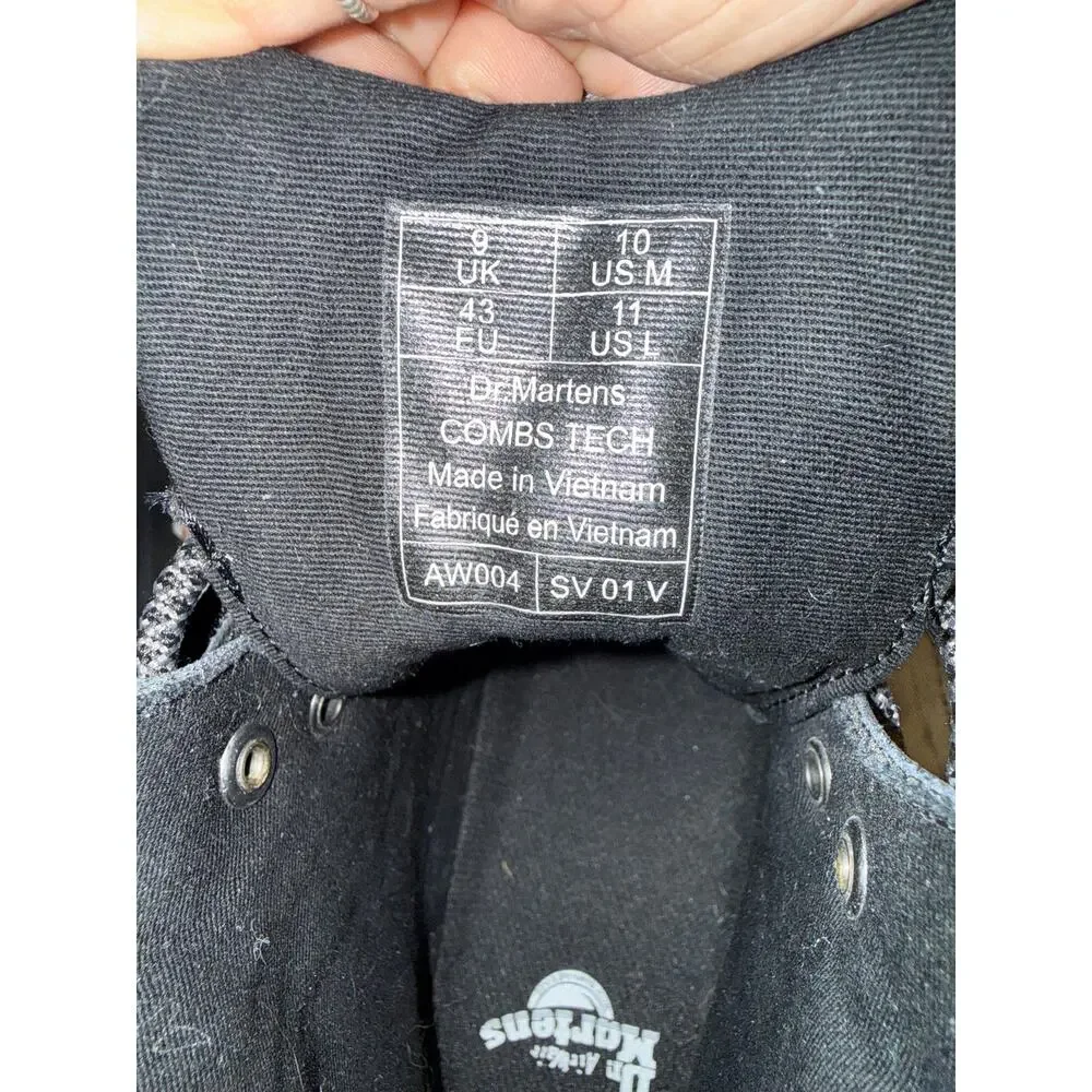 DR. MARTENS NEW COMBS TECH EXTRA TOUGH POLY CASUAL BOOT Black Nylon Size 10 Men